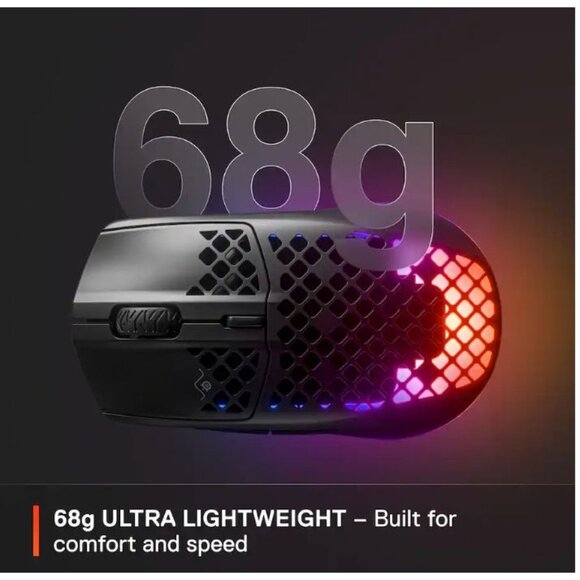 NWB SteelSeries Aerox 3 Ultra Lightweight Honeycomb Wireless RBG Optical Gaming - Picture 4 of 11